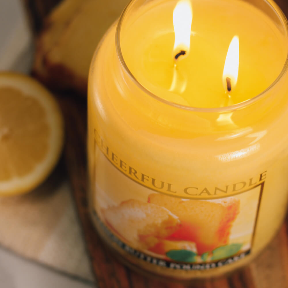 Cheerful Candle® nagy üveggyertya – Lemon Butter