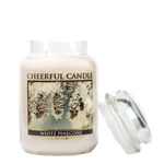 Kép 2/3 - Cheerful Candle® White Pinecone nagy üveggyertya 680 g