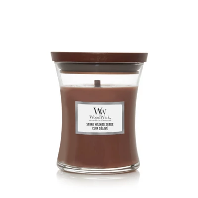 WoodWick® Stone Washed Suede közepes üveggyertya