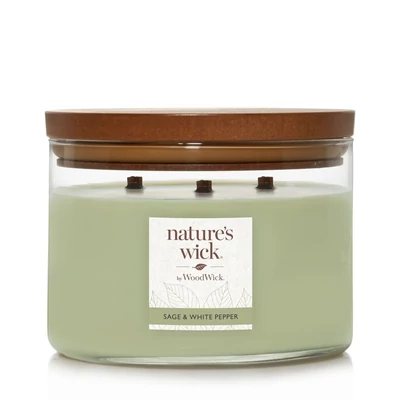 Nature's Wick® Sage & White Pepper nagy üveggyertya