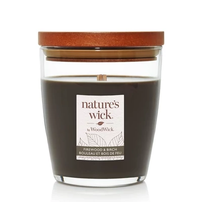 Nature's Wick® Firewood & Birch közepes üveggyertya