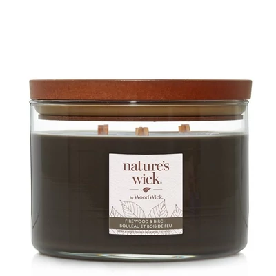 Nature's Wick® Firewood & Birch nagy üveggyertya