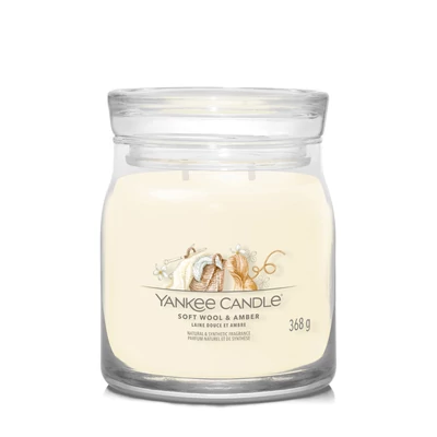 Yankee Candle® Soft Wool &amp; Amber Signature közepes üveggyertya