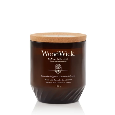 WoodWick® Lavender &amp; Cypress ReNew közepes üveggyertya
