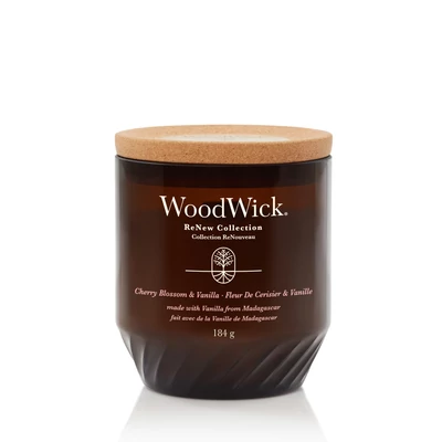 WoodWick® Cherry Blossom &amp; Vanilla ReNew közepes üveggyertya