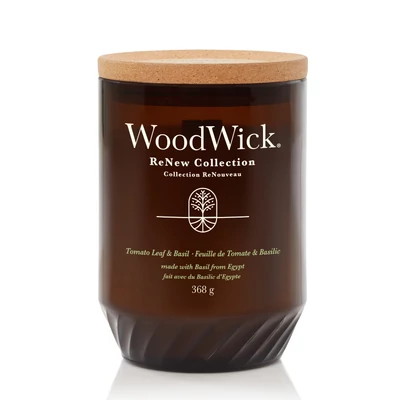 WoodWick® Tomato Leaf & Basil ReNew nagy üveggyertya