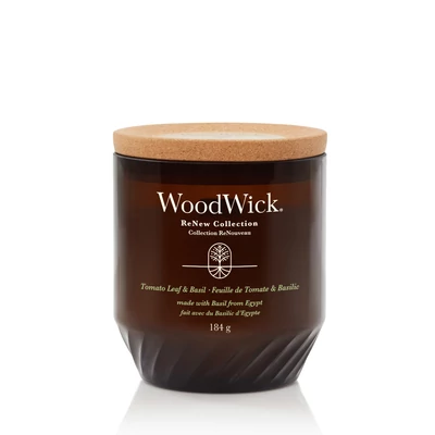 WoodWick® Tomato Leaf &amp; Basil ReNew közepes üveggyertya