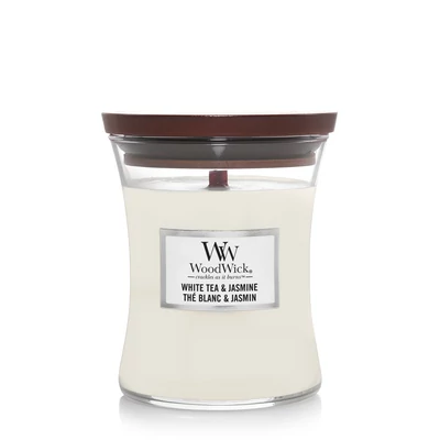 WoodWick® White Tea &amp; Jasmine közepes üveggyertya