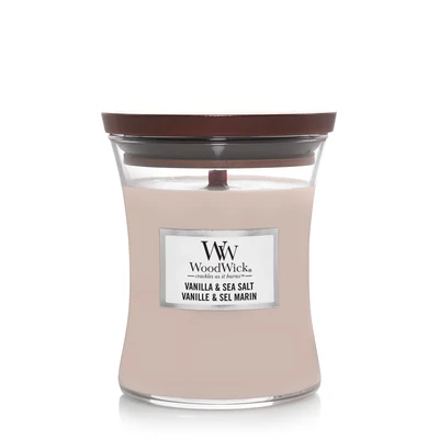 WoodWick® Vanilla &amp; Sea Salt közepes üveggyertya