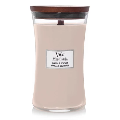 WoodWick® Vanilla &amp; Sea Salt nagy üveggyertya