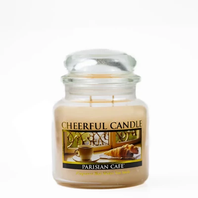 Cheerful Candle® Parisian Café közepes üveggyertya 454 g