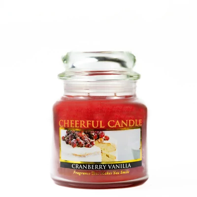 Cheerful Candle® Cranberry Vanilla közepes üveggyertya 454 g