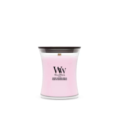 WoodWick Cherry Blossom &amp; Vanilla közepes üveggyertya 275 g