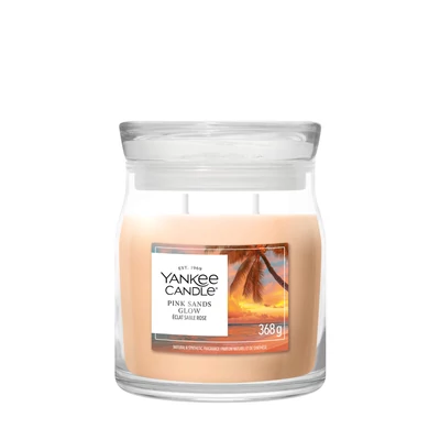 Yankee Candle Pink Sands Glow Signature közepes üveggyertya 368 g