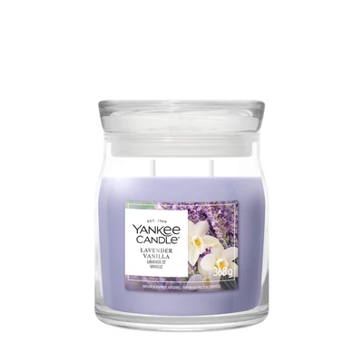 Yankee Candle Lavender Vanilla Signature közepes üveggyertya 368 g