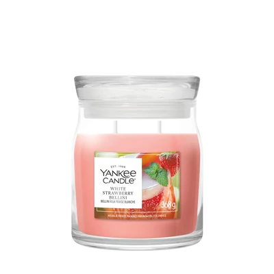 Yankee Candle White Strawberry Bellini Signature közepes üveggyertya 368 g