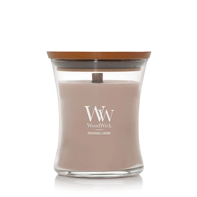 WoodWick® Patchouli Créme közepes üveggyertya 275 g
