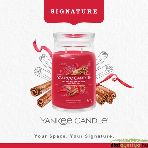 Sparkling Cinnamon Signature nagy üveggyertya 567 g
