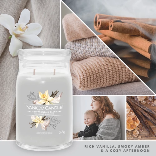Yankee Candle® Smoked Vanilla & Cashmere Signature nagy üveggyertya 567 g