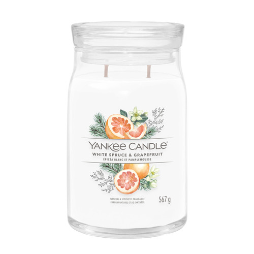 Yankee Candle® White Spruce & Grapefruit Signature nagy üveggyertya 567 g