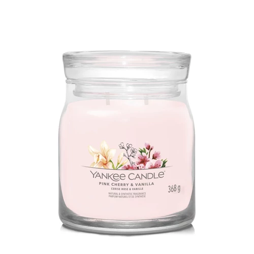 Yankee Candle® Pink Cherry & Vanilla Signature közepes üveggyertya