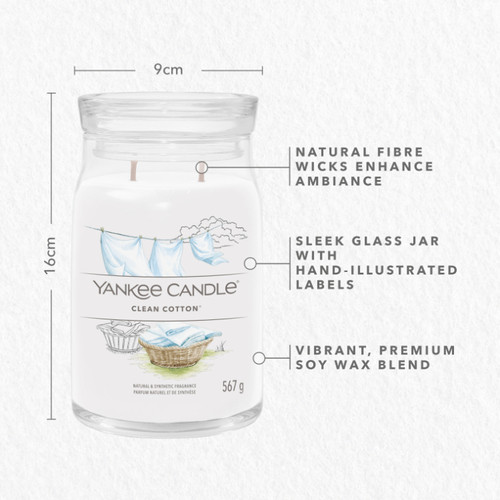 Yankee Candle® Clean Cotton Signature nagy üveggyertya 567 g