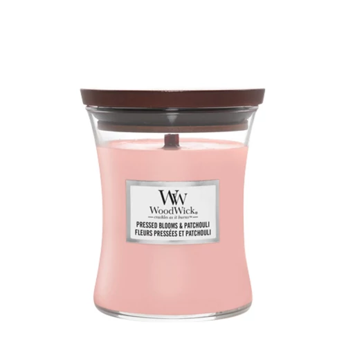 WoodWick® Pressed Blooms & Patchouli közepes üveggyertya