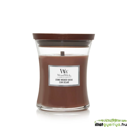 WoodWick® Stone Washed Suede közepes üveggyertya
