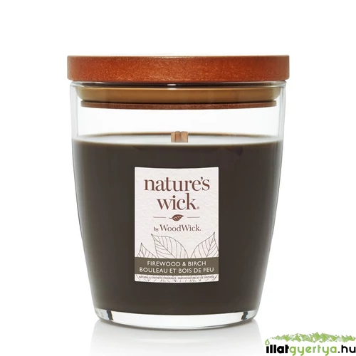Nature's Wick® Firewood & Birch közepes üveggyertya