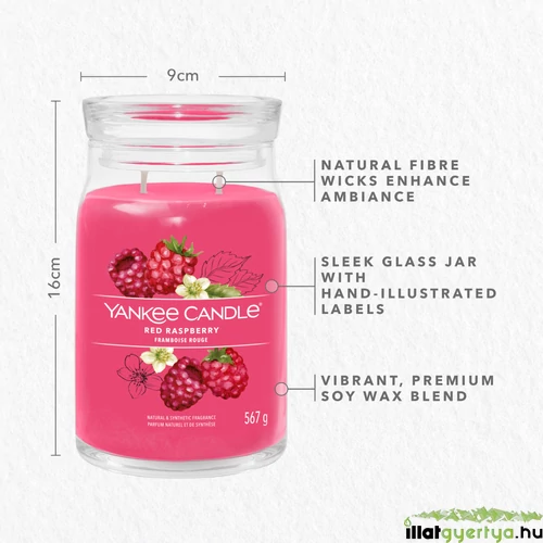 Red Raspberry Signature nagy üveggyertya 567 g