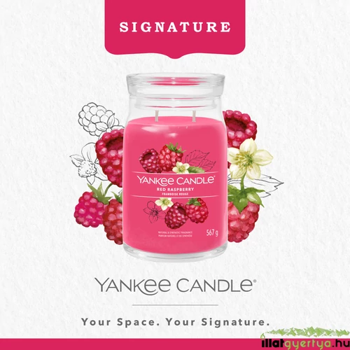 Red Raspberry Signature nagy üveggyertya 567 g