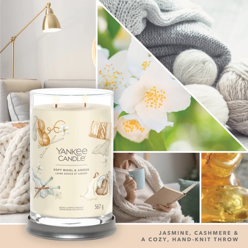 Yankee Candle® Soft Wool & Amber Signature nagy poharas gyertya 567 g