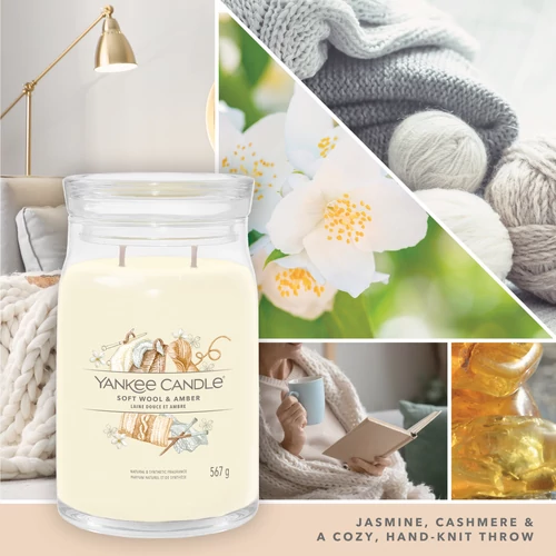 Yankee Candle® Soft Wool & Amber Signature nagy üveggyertya 567 g