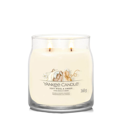Yankee Candle® Soft Wool & Amber Signature közepes üveggyertya 368 g