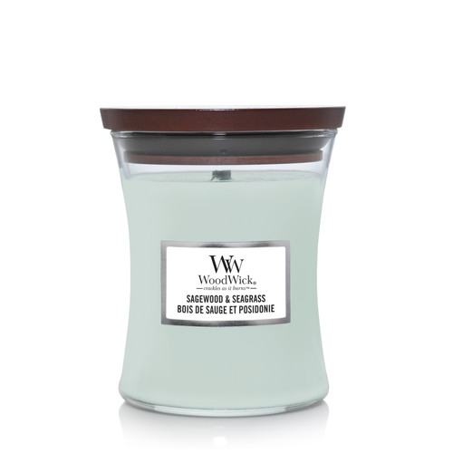 WoodWick® Sagewood & Seagrass közepes üveggyertya 275 g