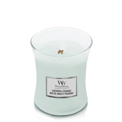 WoodWick® Sagewood & Seagrass közepes üveggyertya 275 g