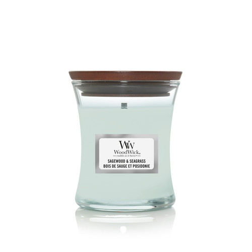 WoodWick® Sagewood & Seagrass kis üveggyertya 85 g