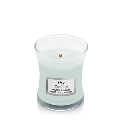 WoodWick® Sagewood & Seagrass kis üveggyertya 85 g