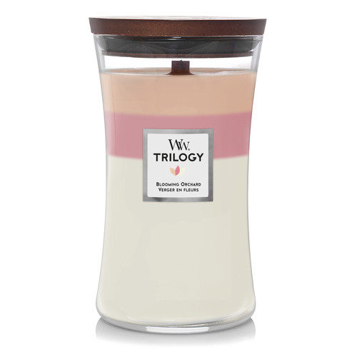WoodWick® Blooming Orchard Trilogy nagy üveggyertya 609 g