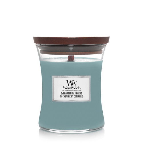 WoodWick® Evergreen Cashmere közepes üveggyertya 275 g