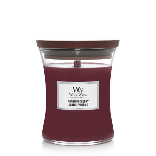 WoodWick® Phantom Cherry közepes üveggyertya 275 g