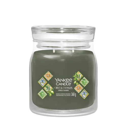 Yankee Candle® Olive &amp; Cypress Signature közepes üveggyertya