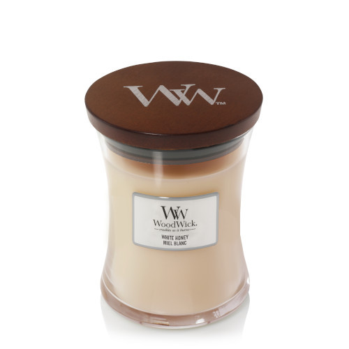 WoodWick® White Honey közepes üveggyertya 275 g