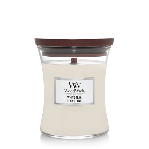 WoodWick® White Teak közepes üveggyertya