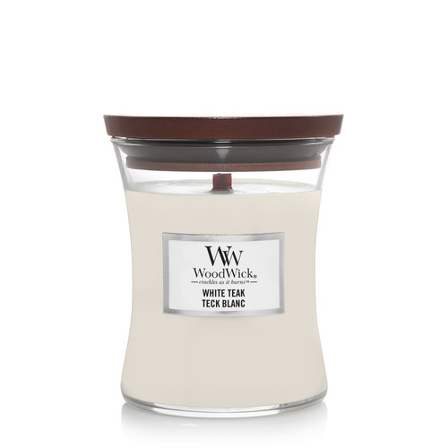 WoodWick® White Teak közepes üveggyertya 275 g