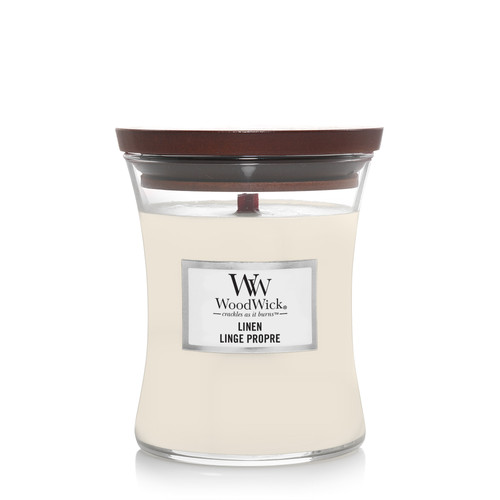 WoodWick® Linen közepes üveggyertya 275 g