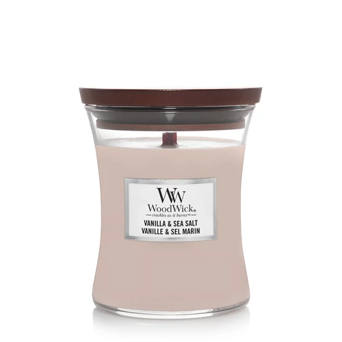 WoodWick® Vanilla &amp; Sea Salt közepes üveggyertya