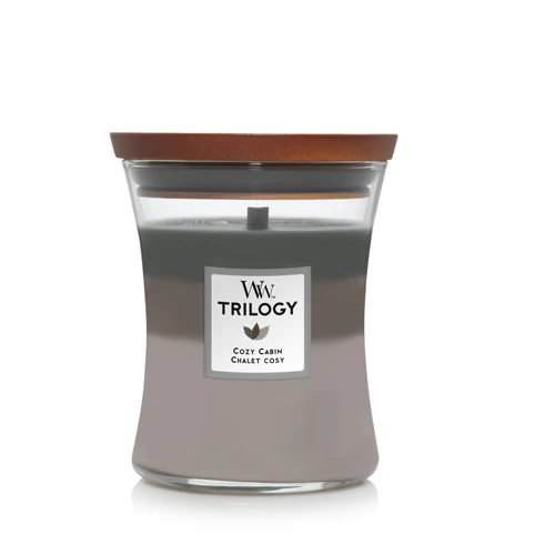 WoodWick® Cozy Cabin Trilogy közepes üveggyertya