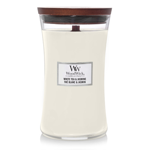 WoodWick® White Tea & Jasmine nagy üveggyertya 609 g