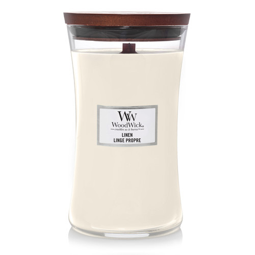 WoodWick® Linen nagy üveggyertya 609 g
